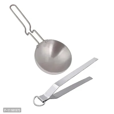 Stainless Steel Roti Chimta with Aluminium Tadka Pan with Stainless Steel Handle(Pack of 2 Pcs)