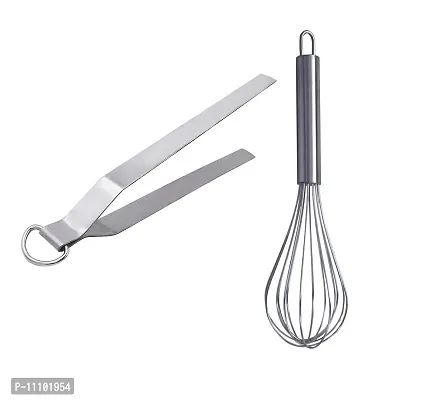 Stainless Steel Roti Chimta with Stainless Steel Egg Beater Whisk(Pack of 2 Pcs)