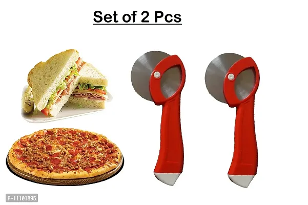 Combo of 2 Pcs Heavy Plastic Handle Stainless Steel Pizza Cutter Set of 2