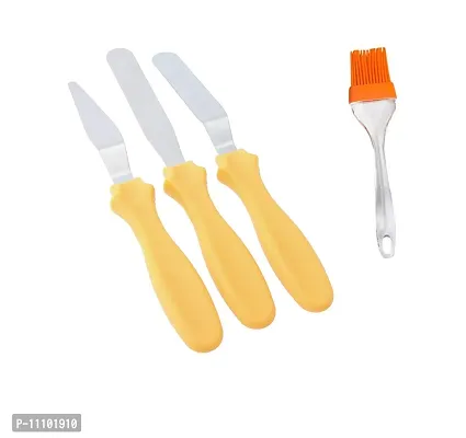3 Pieces Baking Knife Set for Icing Frosting Spatula Cake Knives with Silicon Big Oil Brush Only(Pack of 2 Pcs)