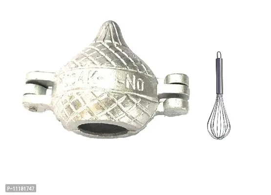 Aluminuim Modak Mould Maker Modak Machine with Stainless Steel Egg Beater Whisk (Pack of 2 Pcs)