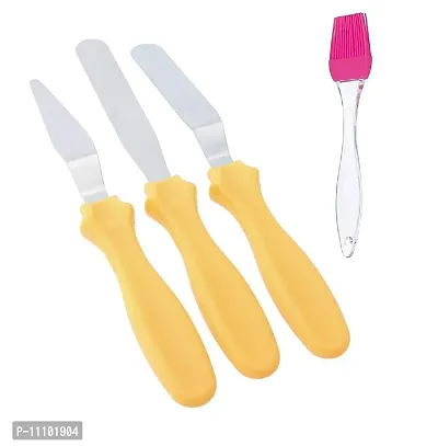 3 Pieces Baking Knife Set for Icing Frosting Spatula Cake Knives with Silicon Mini Oil Brush Only(Pack of 2 Pcs)