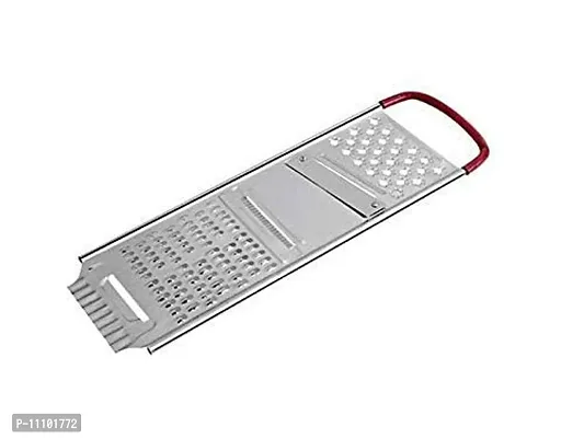 Heavy Stainless Steel Potato Chipser Slicer and Grater Red Handle (Pack of 1 Pcs)