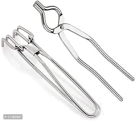 Stainless Steel Roti Chimta with Stainless Steel Wire Pakkad Tong(Pack of 2 Pcs)-thumb0