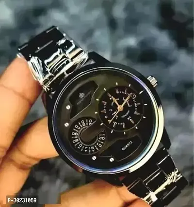 Stylish Black Metal Analog Watches For Men-thumb0