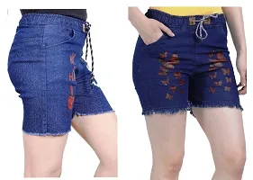 FABS COLLECTION Denim Combo Shorts for Girls (,)-thumb3