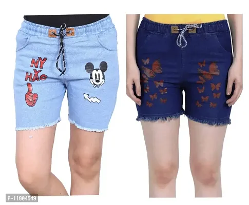 FABS COLLECTION Denim Combo Shorts for Girls (,)