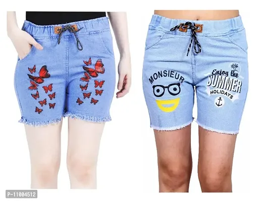FABS COLLECTION Denim Combo Shorts for Girls (,)-thumb0