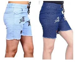 FABS COLLECTION Denim Combo Shorts for Girls (,)-thumb3