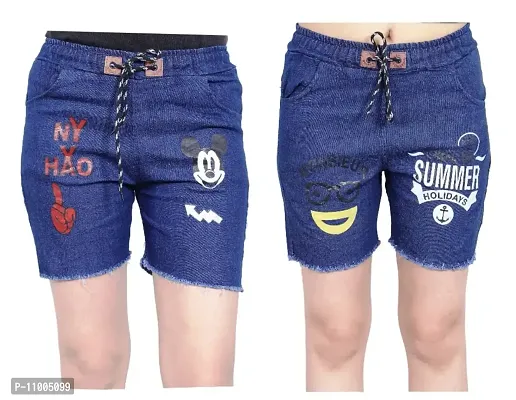 FABS COLLECTION Denim Combo Shorts for Girls (,)