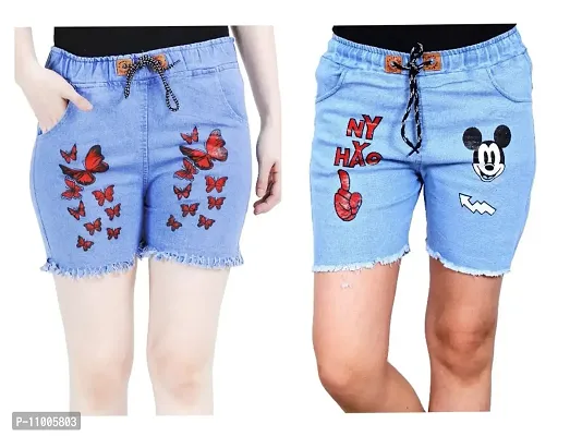 FABS COLLECTION Denim Combo Shorts for Girls (,)-thumb0