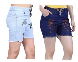 FABS COLLECTION Denim Combo Shorts for Girls (,)-thumb3