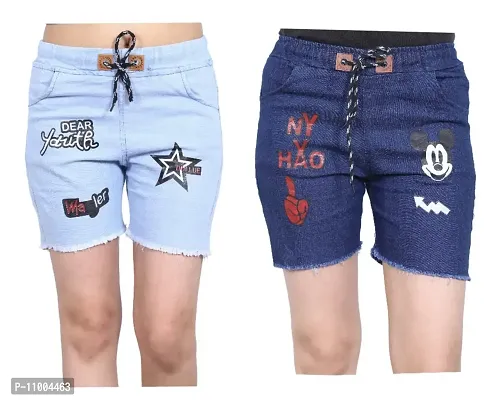 FABS COLLECTION Denim Combo Shorts for Girls (,)