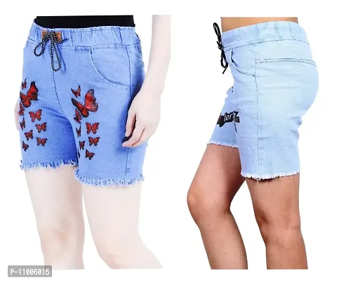 FABS COLLECTION Denim Combo Shorts for Girls (,)-thumb3