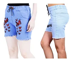 FABS COLLECTION Denim Combo Shorts for Girls (,)-thumb2