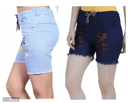 FABS COLLECTION Denim Combo Shorts for Girls (,)-thumb3