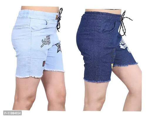 FABS COLLECTION Denim Combo Shorts for Girls (,)-thumb4