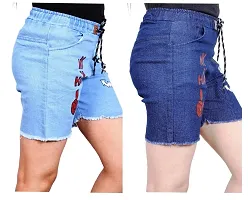 FABS COLLECTION Denim Combo Shorts for Girls (,)-thumb3