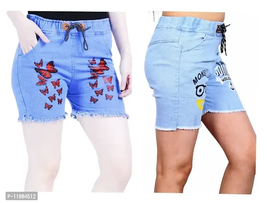FABS COLLECTION Denim Combo Shorts for Girls (,)-thumb4