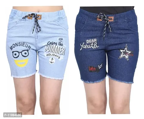 FABS COLLECTION Denim Combo Shorts for Girls (,)