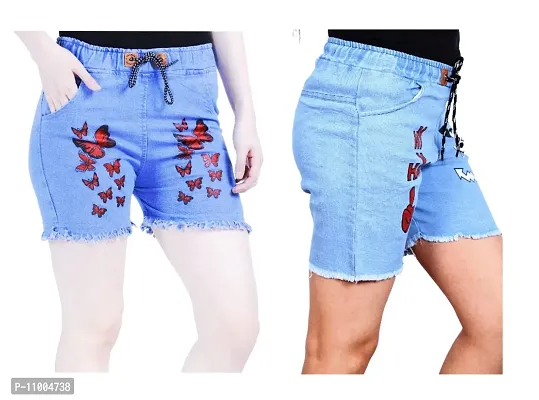 FABS COLLECTION Denim Combo Shorts for Girls (,)-thumb4