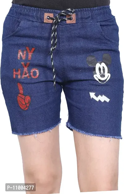 FABS COLLECTION Denim Shorts for Girls (Dark Micky Short, 15-16 Years)-thumb0