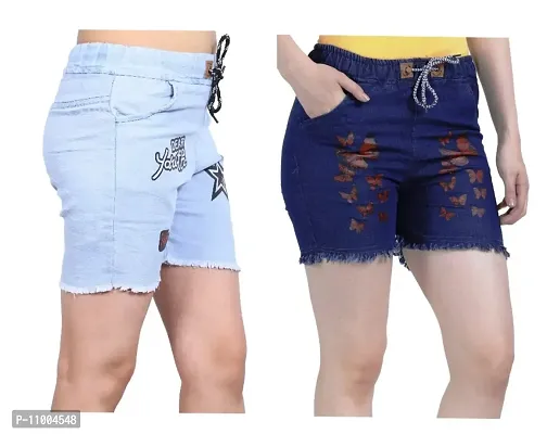 FABS COLLECTION Denim Combo Shorts for Girls (,)-thumb4