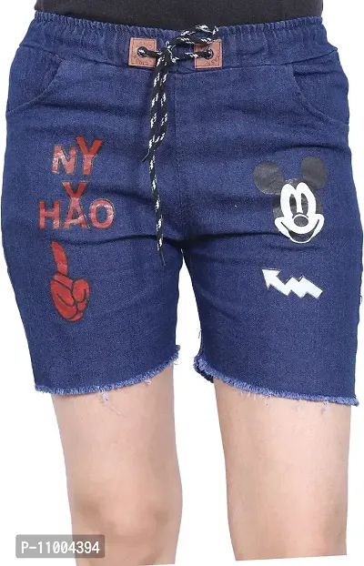 FABS COLLECTION Denim Shorts for Girls (Dark Micky Short, 14-15 Years)-thumb0