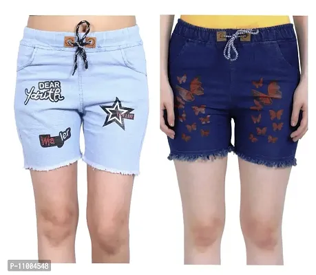 FABS COLLECTION Denim Combo Shorts for Girls (,)-thumb0