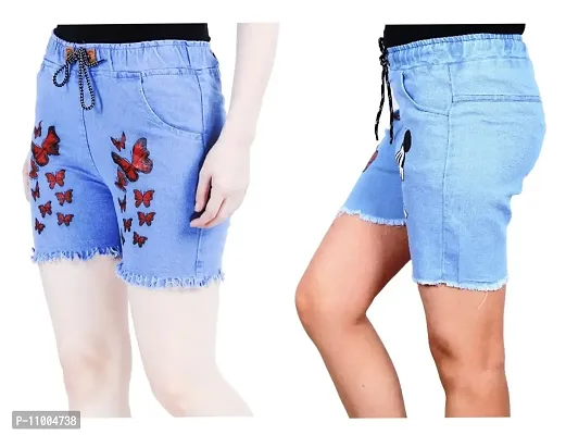 FABS COLLECTION Denim Combo Shorts for Girls (,)-thumb3