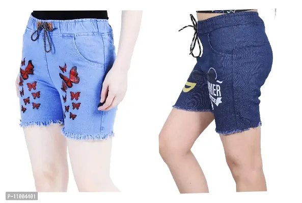 FABS COLLECTION Denim Combo Shorts for Girls (,)-thumb3