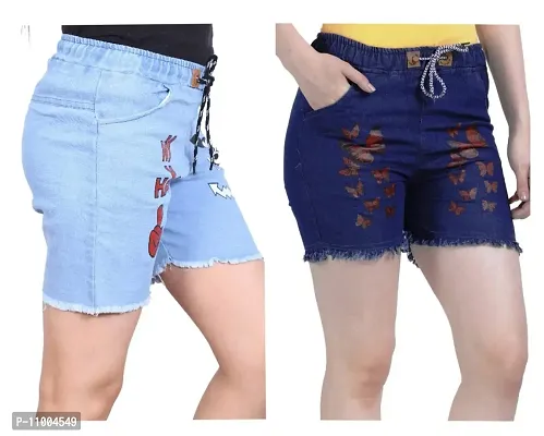 FABS COLLECTION Denim Combo Shorts for Girls (,)-thumb4