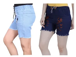 FABS COLLECTION Denim Combo Shorts for Girls (,)-thumb2