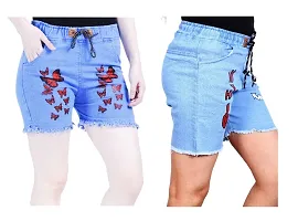 FABS COLLECTION Denim Combo Shorts for Girls (,)-thumb3