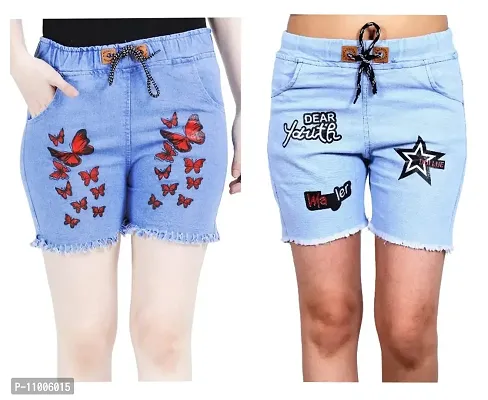 FABS COLLECTION Denim Combo Shorts for Girls (,)