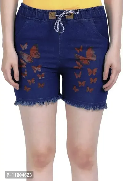 FABS COLLECTION Denim Shorts for Girls (Dark Butterfly Short, 13-14years)