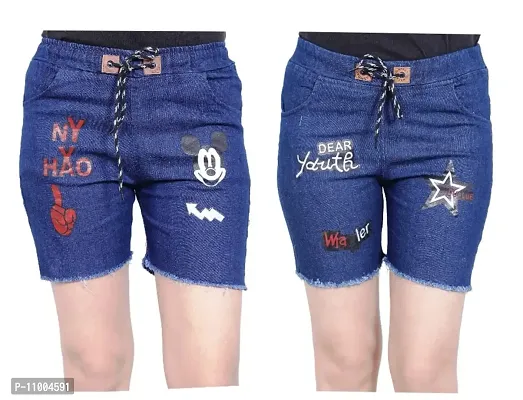 FABS COLLECTION Denim Combo Shorts for Girls (,)-thumb0