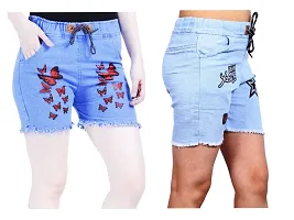 FABS COLLECTION Denim Combo Shorts for Girls (,)-thumb3