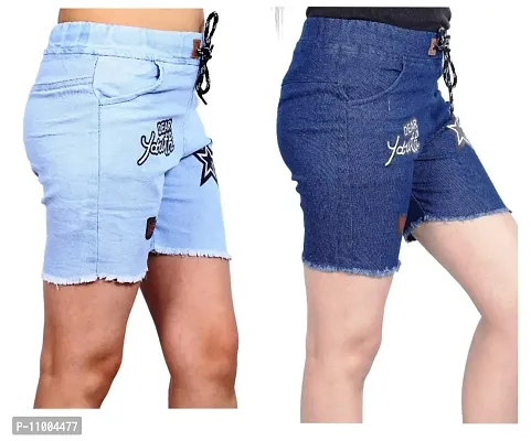 FABS COLLECTION Denim Combo Shorts for Girls (,)-thumb4