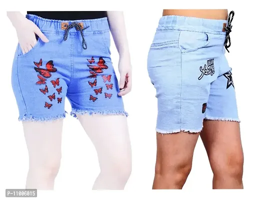 FABS COLLECTION Denim Combo Shorts for Girls (,)-thumb4