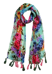 FABS COLLECTION? Women's Printed Chiffon Multicolored Scarf & Stoles with Pearl Tassels Set of 2(C2-18)-thumb1