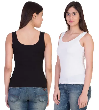 Pack Of 2 Cotton Tank Top Vest Top Camisole Sando Inner Wear Camis for Women, Girls