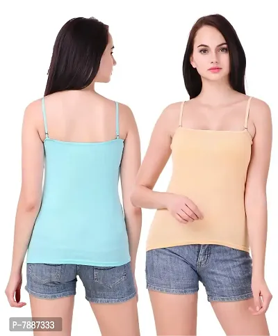 17Hills#174; Spaghetti Top Vest Top Camisole Tank Top Slip Sando Inner Wear Camis with Adjustable and Detachable Strap (Free 1 Pair Transparent Strap) Pack of 2