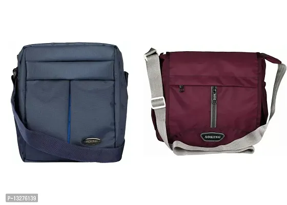 Stylish Multicoloured Nylon Self Pattern Sling Bags For Women Combo Of 2