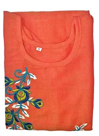 KSC Women's Rayon Straight Cut Kurti (Orange, Rayon)-thumb1