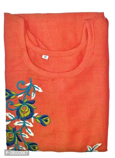 KSC Women's Rayon Straight Cut Kurti (Orange, Rayon)-thumb2