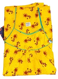 Nighties Women's Cotton Floral Printed Nighty (Yellow, Cotton)-thumb1