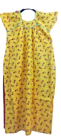 Nighties Women's Floral Nighty (Yellow, Cotton)