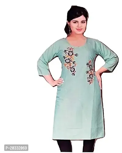 KSC Women's Rayon Straight Cut Kurti (Light Green, Rayon)