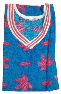 Nighties Women's Cotton Floral Printed Nighty (Blue, Cotton)-thumb1